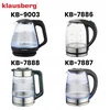Virdulys, Elektrinis virdulys, stiklinis, 1,2 l, LED, Klausberg kb-9003