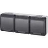 Elektro Plast Nasielsk Elektro-Plast Hermes trivietis lizdas su 16A IP44 GNT antracitu 0323- 07