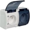 Elektro-Plast Dvivietis lizdas 2 x 2P + Z IP44 balta su dūmtraukiu (61.385)