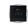 Elektro Plast Nasielsk 3808-19 VESTRA USB įkroviklis 2xA+C, juodas 3808-19