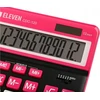Eleven ELEVEN Calculator Juodas biuro skaičiuotuvas CDC120BKRD balti ir rožiniai klavišai ir rožinis rėmelis aplink ekraną