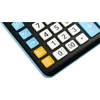 Eleven ELEVEN Calculator Juodas biuro skaičiuotuvas CDC120BKCY balti ir šviesiai mėlyni klavišai ir šviesiai mėlynas rėmelis aplink ekraną