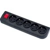 Elgotech Prailginimo laido lizdas x 5 su įžeminimu ir jungikliu, juodas GN-50W-2