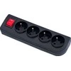 Elgotech Prailginimo laido lizdas x 4 su įžeminimu ir jungikliu, juodas GN-40W-2