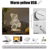 Elight ILU 3D Ilūzijas LED Nakts Lampa ar sirdi Teddy Bear Siltā Gaisma (10x17cm) USB Barošana