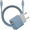 Energea laidinis įkroviklis Bazic GoPort Velox Kit USB-C/USB-A GaN 35W su kabeliu mėlynas