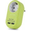 ENTAC Entac EPAG-1EE-2USB-L maitinimo kištukų adapteris, F tipas, laimo spalvos