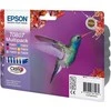 Epson „Hummingbird“ kelių spalvų pakuotė, 6 spalvos, T0807 „Claria“ fotografinis rašalas, juoda, žydra, šviesiai žydra, šviesiai rausvai raudona, rausvai raudona, geltona, 1 vnt., kelių spalvų pakuotė