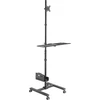 Laikiklis Equip Savybės – Plokščiaekranis vežimėlis / kompiuterio korpusas – Plastikas, nerūdijantis plienas – Ekrano dydis: 43,2–81,3 cm (17–32 coliai) – Laisvai pastatomas