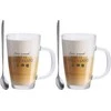 Excellent Houseware Stiklinės kavos latte su šaukštais 300 ml 2 vnt.