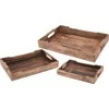 Excellent Houseware Easy 3 mango padėklų rinkinys, kaimiško stiliaus, nešiojimo rankenos, lengvas sandėliavimas, patvari medžiaga, ruda spalva