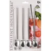 Excellent Houseware Plieniniai gėrimų šiaudeliai, desertiniai šaukšteliai kavai, lattei, gėrimams su ledu gerti, 2 viename + valiklis, 4 dalys, šiaudelių rinkinys, šaukšteliai