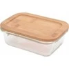 Excellent Houseware Virtuvinis indas su dangteliu bambukas maistui stiklinis su su sandarikliu 370 ml nepralaidus