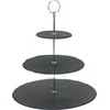 Excellent Houseware Akmens juoda serviravimo lėkštė 3 aukštų 31 cm