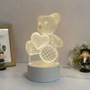 Bez Marki 3d Led Naktinė Lempa Meškutis su Širdimi - Šilta Šviesa