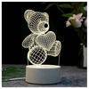 Bez Marki 3d Led Naktinė Lempa Meškutis su Širdimi - Šilta Šviesa