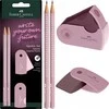 Pieštukų, trintuko ir drožtuko rinkinys Faber-Castell Sparkle rožiniai atspalviai