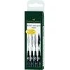 Rašikliai piešimui Faber-Castell PITT, S, F, M, B, 4vnt., juodos spalvos