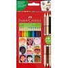 Faber-Castell Pasaulio vaikų trikampės kreidelės, 12+3 spalvos