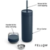 Fellow - Carter 2 viename šaldymo rinkinys - izoliuotas puodelis + 2 dangčiai, akmens mėlynas 591 ml