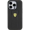 Ferrari FEHCP15SGSPSIK Apple iPhone 15 / 14 /13 6.1″ juodos spalvos kietas dėklas Grip Stand Metal Logo