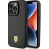Ferrari FEHMP15LPTEK Apple iPhone 15 Pro 6.1″ juodos spalvos kietas dėklas Carbon Metal Logo MagSafe