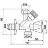 Ferro kombinuotas kampinis vožtuvas 1/2"x3/8"x3/4" (CF5104)