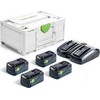 Priedų rinkinys Festool SYS 18V 4x5,0/TCL 6 DUO; 18 V; 4x5,0 Ah akum.