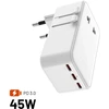 Fixed Adapteris sieciowy GaN USB-C, USB-A, 45W Voyager Slim (FIXCT45-3C1A-WH)