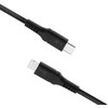 Fixed Fiksuotas | Skysto silikono kabelis USB-C/Lightning, 1,2m | FIXDLS-CL12-BK