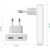 FIXED Slim 2xUSB-C laidinis įkroviklis GaN, PD, 45W, baltos spalvos