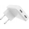FIXED Slim 2xUSB-C laidinis įkroviklis GaN, PD, 45W, baltos spalvos