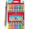 Flomasteriai Faber-Castell skirtingų storių, 10 pastelinių spalvų