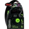 Trixie Flexi Juodas Design L pavadėlis šunims iki 50kg juostinis 5m žalios spalvos
