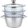 Florina GARINĖ PUODAS SATINA 20CM INOX 3 DALIS. (2,5 L PUODAS, 2 X 1,9 L STIKLINIS PUODAS, DANGINIS)