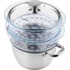 Florina GARINĖ PUODAS SATINA 20CM INOX 3 DALIS. (2,5 L PUODAS, 2 X 1,9 L STIKLINIS PUODAS, DANGINIS)