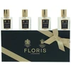 Floris Of London rinkinys: Naktinio kvapo jazminų tualetinis vanduo moterims, 15 ml + Bouquet De La Reine tualetinis vanduo moterims, 15 ml + Baltas Rose tualetinis vanduo moterims, 15 ml + Chypress tualetinis vanduo Unisex, 15 ml