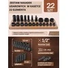 Forcekraft Smūginių galvučių rinkinys 1/2 colio, 22 vnt. (10–32 mm) (6 kampų)