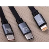 Forever 3in1 laidas USB – Lightning + 2x USB-C 1,2 m 100W juodas