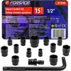 Forsage 1/2" smūginių lizdų rinkinys 15 vnt. (6 taškų) (10-32 mm)
