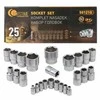 Forsage 1/4" ir 1/2" galvučių rinkinys, 25 vnt. (4-32 mm) (6 kampų)