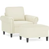 Sofa Krėslas su pakoja, kreminės spalvos, 60cm, aksomas