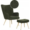 Sofa Beliani Fotelonas VEJLE su kojų atrama, Boucle, tamsiai žalios spalvos