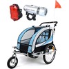 Funfit 2 vietų dviračio priekaba su amortizatoriumi + JOGGER mėlyna