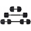 FunFit Bituminiai hanteliai 40 kg 4 viename rinkinys + rankenos