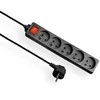 Elgotech Prailginimo laidas 3x1mm 5 lizdai + 6 jungikliai 1,5m juodas EPS-501,5W6-2