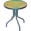 Besk Stalas 60x70cm metalinis su stiklo stalviršiu