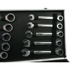 Geko Kpl. kluczy su grzechotką 22el. 6-32mm/alu dėklas/(2)