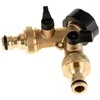 Geko Skirstytuvas 2 krypčių ant čiaupo GW3/4'' x 2 GZ3/4'' su vožtuvais ir greitajungėmis (10/60)