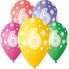 GoDan Gemar Balony CYFRA 6, kolorowe, 13 cali/ 5 vnt.